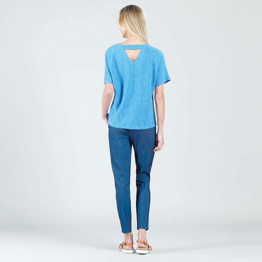 Ribbed Peach Knit - Back Cut Out Top - Blue - Final Sale!