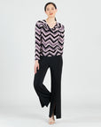 Cowl Neck Side Ruched Top - Chevron - Final Sale!