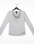 Cashmere-Like Knit - Cowl Neck Side Ruched Sweater Top - Oatmeal - Final Sale!