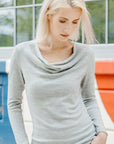 Cashmere-Like Knit - Cowl Neck Side Ruched Sweater Top - Oatmeal - Final Sale!