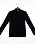 Asymmetrical Bow Tie-Neck Top - Black - Final Sale!