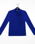 Asymmetrical Bow Tie-Neck Top - Cobalt - Final Sale!