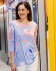 Floral Sketch Scoop Neck Tunic - Peri/Pink - Final Sale!