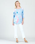 Floral Sketch Scoop Neck Tunic - Peri/Pink - Final Sale!