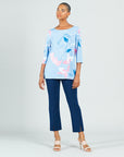 Floral Sketch Scoop Neck Tunic - Peri/Pink - Final Sale!