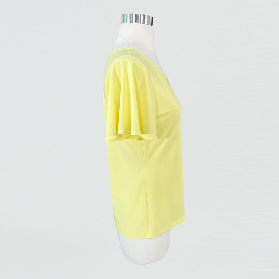 Back Keyhole Flounce Sleeve Top - Yellow - Final Sale!