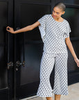 Butter Knit - Caftan Flutter Sleeve Top - Fan Motif - Final Sale!