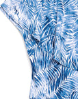 Light Knit - Ruffle Overlay Top - Blue-Palm Branch - Final Sale
