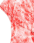 Light Knit - Ruffle Overlay Top - Coral-Palm Branch - Final Sale