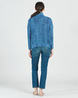 Cozy Texture - Cowl Turtleneck Sweater Top - Denim Print - Final Sale!