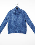 Cozy Texture - Banded Hemline Sweater Top - Denim Print - Final Sale!