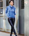 Cozy Texture - Banded Hemline Sweater Top - Denim Print - Final Sale!