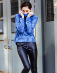 Cozy Texture - Banded Hemline Sweater Top - Denim Print - Final Sale!
