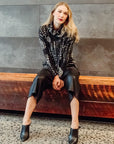 Cozy Texture - Cowl Turtleneck Sweater Top - Rose Scatter - Final Sale