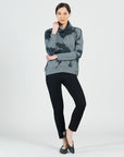 Lightweight Cozy - Banded Hemline Sweater Top - Feather Print - Final Sale!