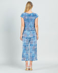 Textured Cap Sleeve Tie Hem Top - Denim Plaid - Final Sale!
