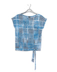 Textured Cap Sleeve Tie Hem Top - Denim Plaid - Final Sale!