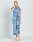 Textured Cap Sleeve Tie Hem Top - Denim Plaid - Limited Sizes - XS, MED, 1X