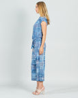 Textured Cap Sleeve Tie Hem Top - Denim Plaid - Final Sale!