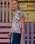 Butter Knit - Cap Sleeve Tie Hem Top - Water Floral - Final Sale
