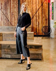 Liquid Leather™ - Sheen Front Pocket Gaucho Pant - Black