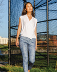 Crossover Faux Wrap Top - White - Final Sale