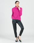 Twill Knit - Tipped Hem Sweater Top - Hot Pink - Final Sale! - Clara Sunwoo