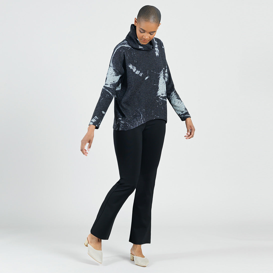 Waffle Knit - Tipped Hem Sweater Top - Stone Splash - Final Sale