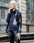 Waffle Knit - Tipped Hem Sweater Top - Stone Splash - Final Sale!