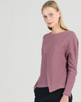 Structured Ribbed Knit - Modern Envelope Hem Sweater - Mauve - Final Sale!