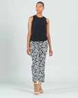 Side Slit Ankle Pant - Leaf Stripe - Final Sale