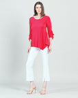 Flutter Cuff Angle Vent Tunic - Hot Pink - Final Sale!