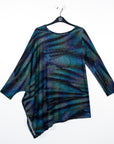 Lightweight Cozy - Poncho Sleeve Sweater Tunic - Peacock Pinstripe - Final Sale!