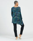 Lightweight Cozy - Poncho Sleeve Sweater Tunic - Peacock Pinstripe - Final Sale!