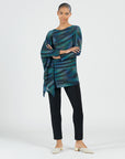 Lightweight Cozy - Poncho Sleeve Sweater Tunic - Peacock Pinstripe - Final Sale!