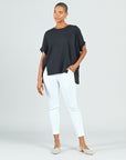 Modal Cotton - Dolman Cuff Hi-Low Tunic - Black - Final Sale