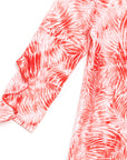 Light Knit - Flutter Cuff Angle Vent Tunic - Palm Branch-Coral - Final Sale!