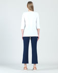 Peach Knit - Split Cuff Tunic - White - Final Sale!