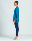 Peach Knit - Pull Tie Bell Sleeve Tunic - Teal - Final Sale!