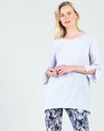 Peach Knit - Tie Cuff Side Vent Tunic - Lavender - Final Sale!