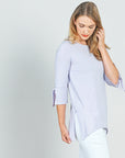 Peach Knit - Tie Cuff Side Vent Tunic - Lavender - Final Sale!