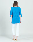 Tie Cuff Asymmetrical Vent Tunic - Brilliant Blue - Final Sale!