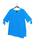 Tie Cuff Asymmetrical Vent Tunic - Brilliant Blue - Final Sale!