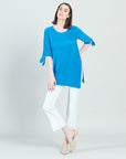 Tie Cuff Asymmetrical Vent Tunic - Brilliant Blue - Final Sale!