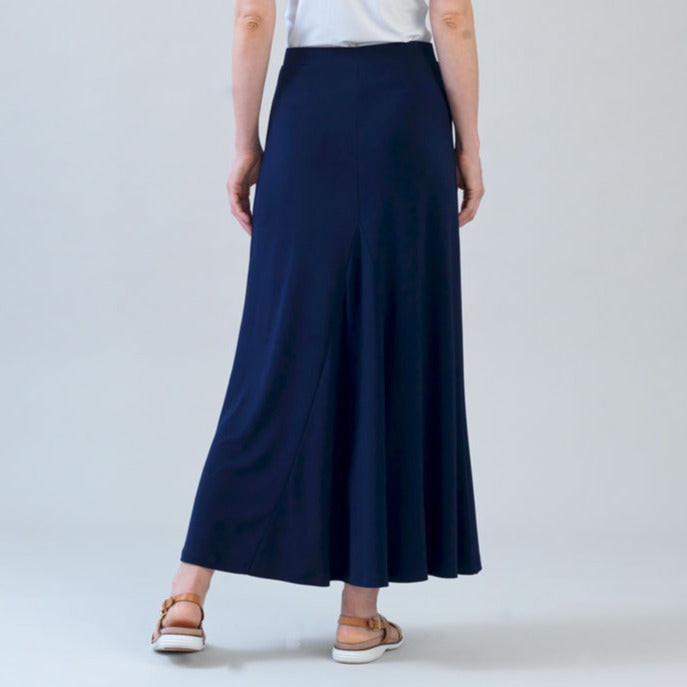 Cascade Drape Hi-Low Maxi Skirt - Navy – Clara Sunwoo