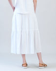 Soft Cotton - Double Tiered Maxi Skirt - White - Limited Sizes