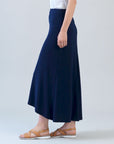 Cascade Drape Hi-Low Maxi Skirt - Navy