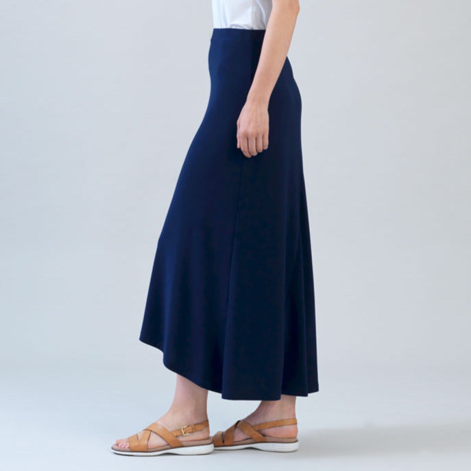Cascade Drape Hi-Low Maxi Skirt - Navy – Clara Sunwoo