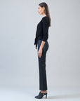 Modern Tie Front Cardigan - Black