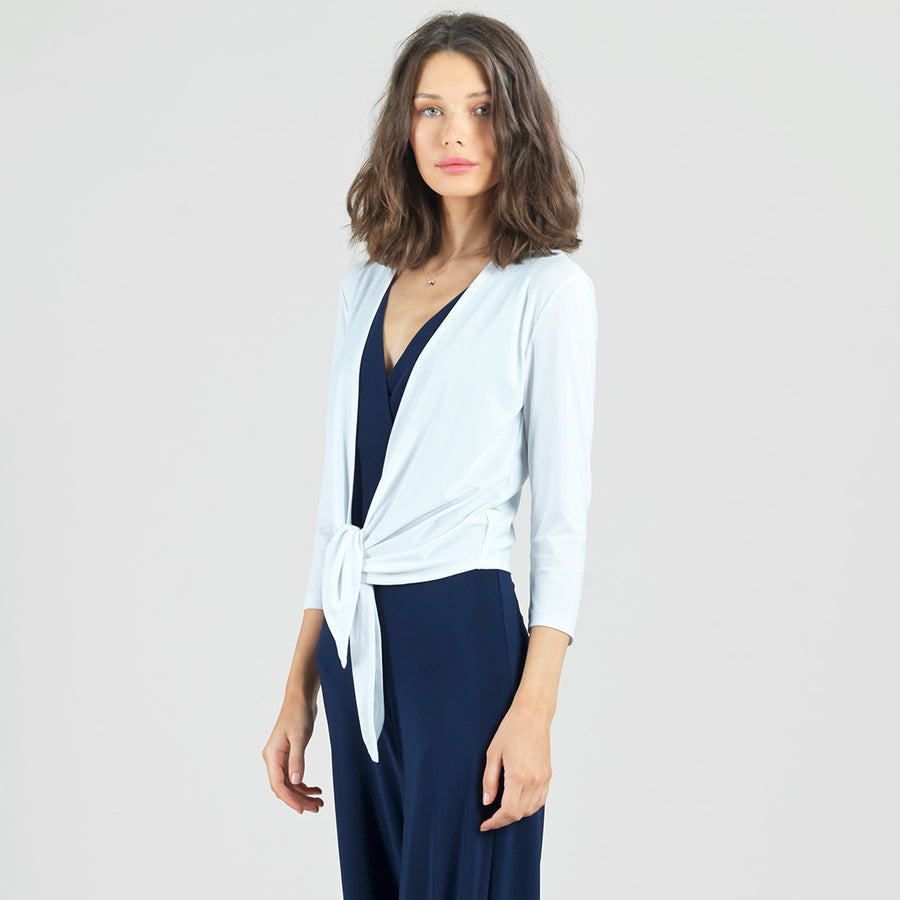 Modern Tie Front Cardigan - White